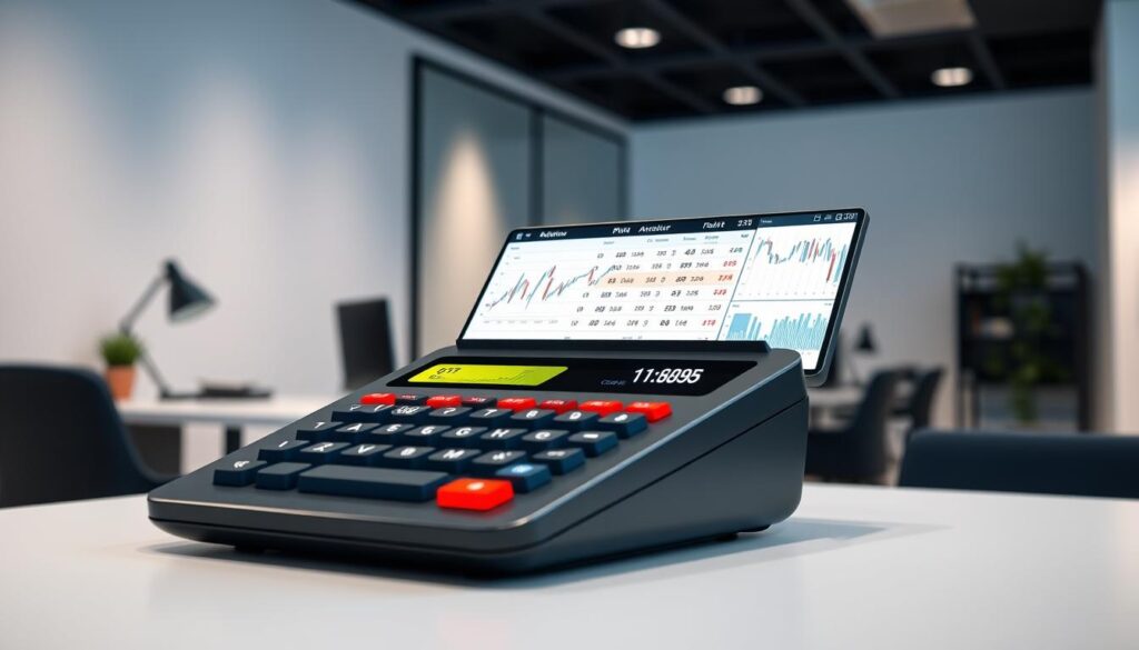 A sophisticated sports betting arbitrage calculator, its digital interface illuminated by soft ambient lighting, rests on a minimalist desk against a backdrop of clean, modern office space. Sleek, high-resolution graphs and charts reflect the precision of the tool, designed to help savvy bettors identify lucrative arbitrage opportunities across multiple bookmakers. The device's elegant form and intuitive controls convey a sense of power and control, perfectly suited for the discerning arbitrage bettor seeking to maximize their profits through data-driven decision making.